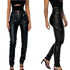 NEW!! TIGER MIST Lennon Faux Leather High Rise Moto Pants in Black – Size M